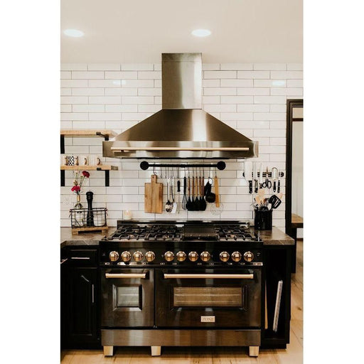 ZLINE 48 in. Autograph Edition Black Stainless Steel Range Hood with Gold Handle, BS655Z-48-G