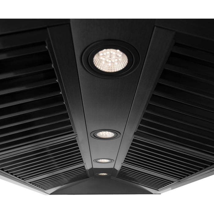 ZLINE 48 in. Autograph Edition Black Stainless Steel Range Hood with Gold Handle, BS655Z-48-G