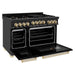 ZLINE 48 in. Autograph Edition Gas Range in Black Stainless Steel with Gold Accents, RGBZ-48-G