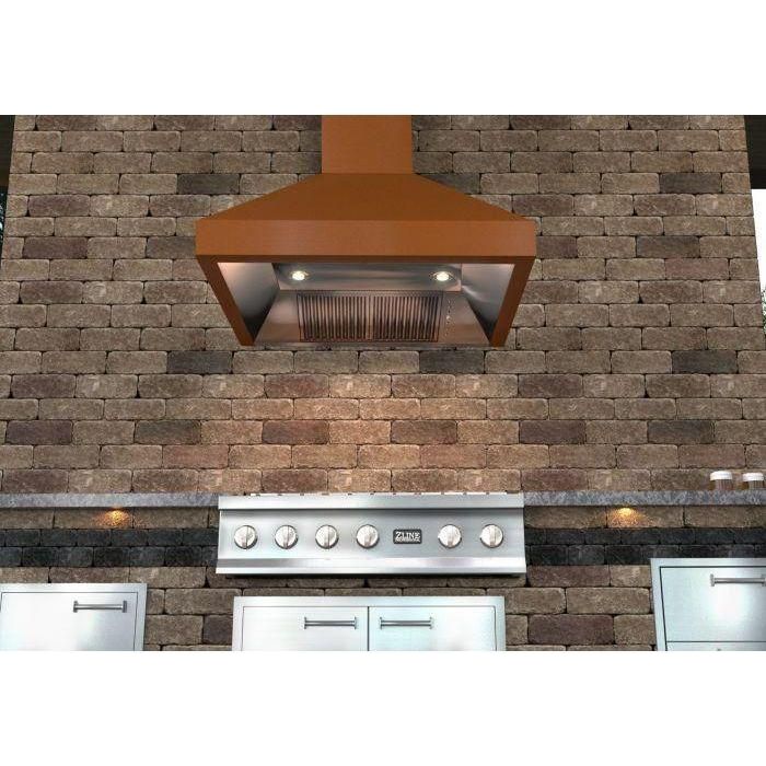 ZLINE 48 in. Copper Wall Range Hood with Crown Molding 8667C-48