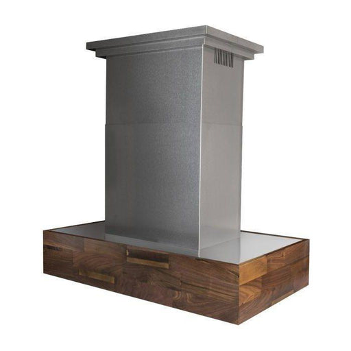 ZLINE 48 In. Designer Series Ducted Wooden Island Mount Range Hood In Butcher Block 681iW-48