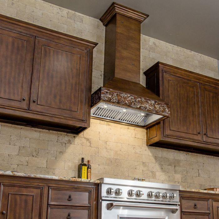 ZLINE 48 in. Designer Wooden Wall Mount Range Hood In Walnut 373RR-48