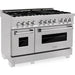 ZLINE 48 in. Dual Fuel Range and 48 in. Range Hood In DuraSnow Appliance Package 2KP-RASSNRH48