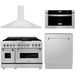 ZLINE 48 In. Dual Fuel Range, Range Hood, Microwave Drawer and 3 Rack Dishwasher Appliance Package 4KP-RARH48-MWDWV