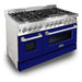 ZLINE 48 in. Dual Fuel Range with Blue Matte Door & 48 in. Range Hood Appliance Package 2KP-RABMRH48