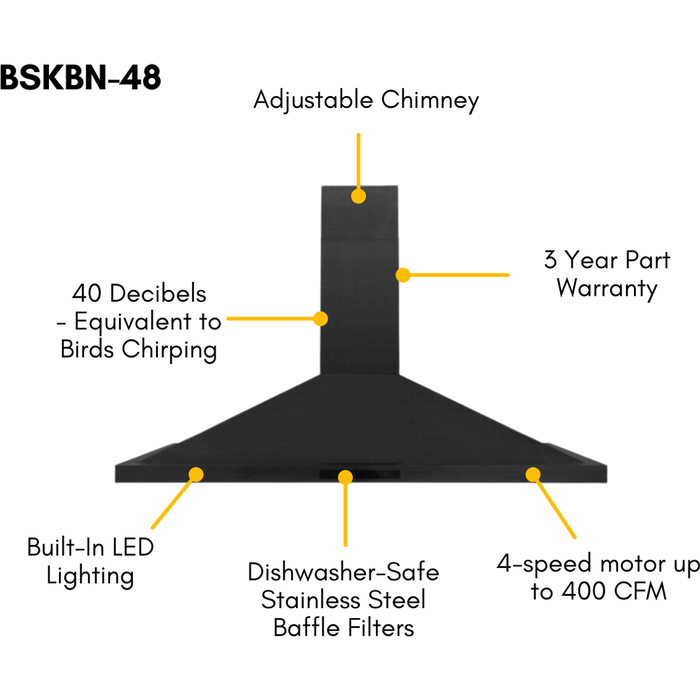 ZLINE 48 in. Dual Fuel Range with Brass Burners, Range Hood and Dishwasher Appliance Package In Black Stainless Steel 3KP-RABRH48-DW