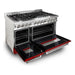 ZLINE 48 in. Dual Fuel Range with Red Matte Door and 48 in. Range Hood Appliance Package 2KP-RARMRH48