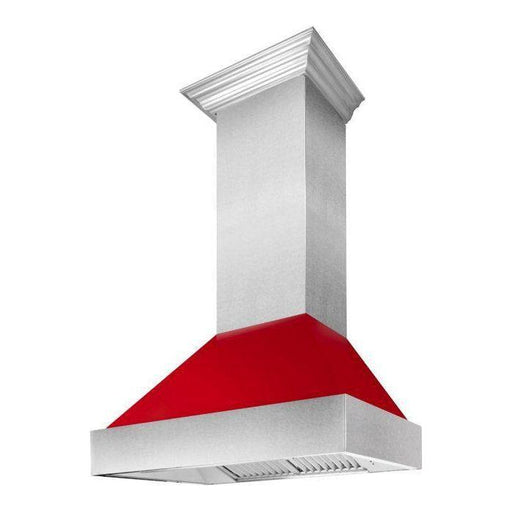 ZLINE 48 in. Ducted DuraSnow Stainless Steel Range Hood with Red Gloss Shell 8654RG-48