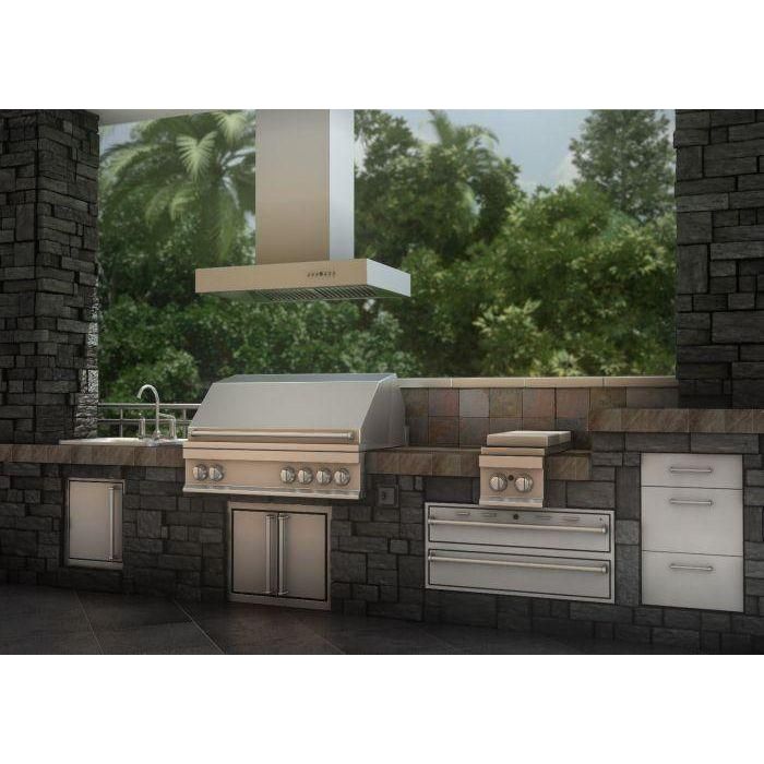 ZLINE 48 In. Ducted Outdoor Island Mount Range Hood In Stainless Steel KECOMi-304-48