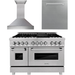 ZLINE 48 in. DuraSnow Stainless Dual Fuel Range, Ducted Vent Range Hood and Dishwasher Kitchen Appliance Package 3KP-RASRH48-DW