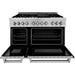 ZLINE 48 in. DuraSnow Stainless Dual Fuel Range, Ducted Vent Range Hood and Dishwasher Kitchen Appliance Package 3KP-RASRH48-DW