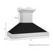 ZLINE 48 In. DuraSnow® Stainless Steel Range Hood with Black Matte Shell, 8654SNX-BLM-48