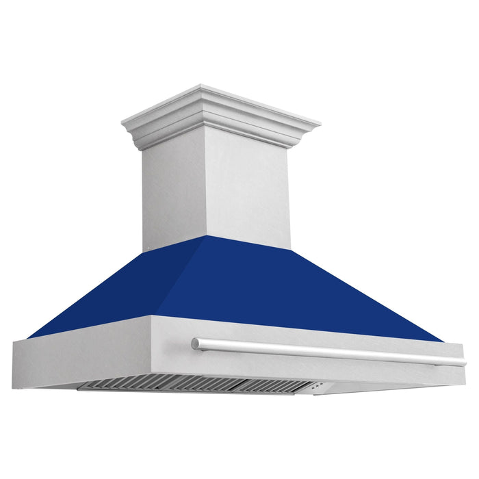 ZLINE 48 In. DuraSnow® Stainless Steel Range Hood with Blue Gloss Shell, 8654SNX-BG-48