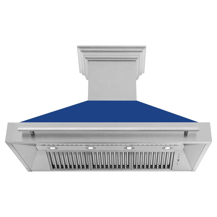 ZLINE 48 In. DuraSnow® Stainless Steel Range Hood with Blue Matte Shell, 8654SNX-BM-48