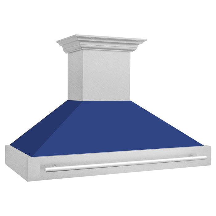 ZLINE 48 In. DuraSnow® Stainless Steel Range Hood with Blue Matte Shell, 8654SNX-BM-48