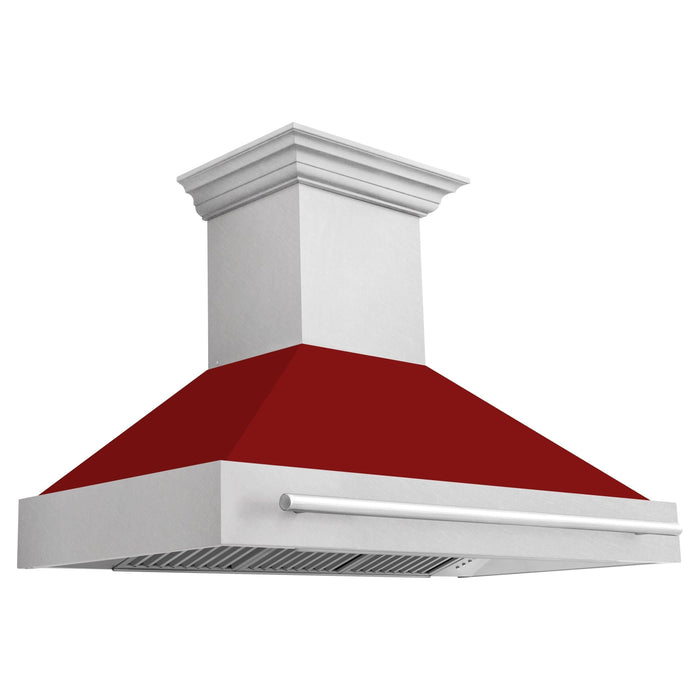 ZLINE 48 In. DuraSnow® Stainless Steel Range Hood with Red Gloss Shell, 8654SNX-RG-48