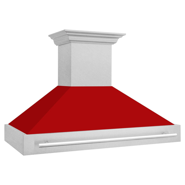 ZLINE 48 In. DuraSnow® Stainless Steel Range Hood with Red Matte Shell, 8654SNX-RM48