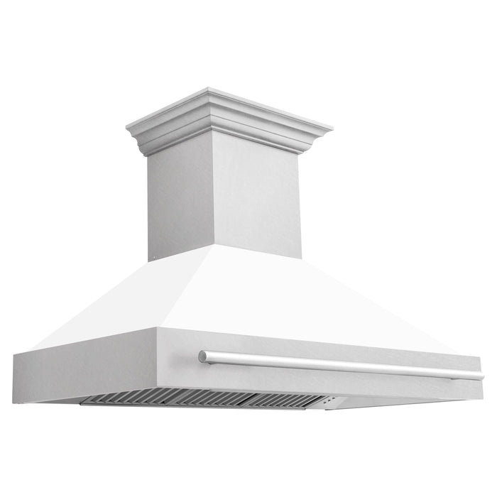 ZLINE 48 In. DuraSnow® Stainless Steel Range Hood with White Matte Shell, 8654SNX-WM-48