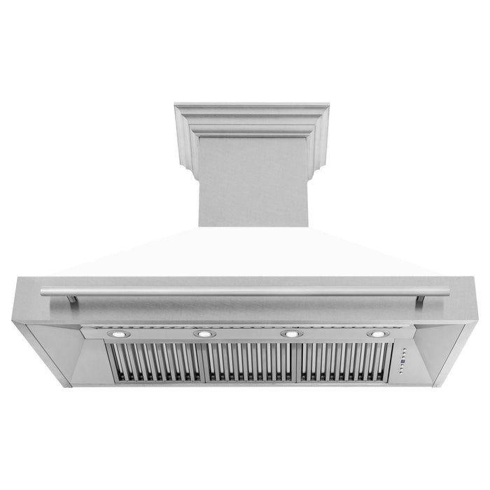 ZLINE 48 In. DuraSnow® Stainless Steel Range Hood with White Matte Shell, 8654SNX-WM-48