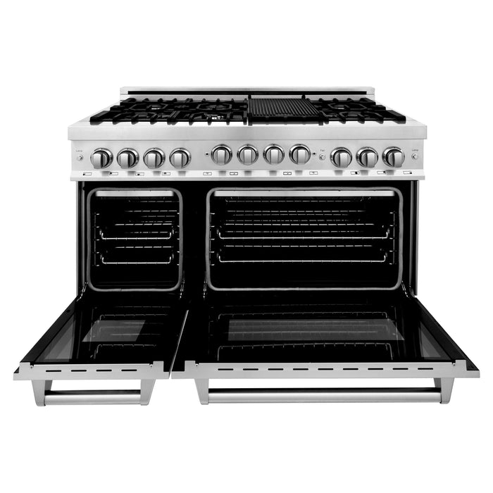 ZLINE 48 in. Gas Range, Range Hood and Dishwasher Appliance Package 3KP-RGRH48-DW