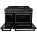 ZLINE 48 in. Gas Range, Range Hood and Microwave Drawer in Black Appliance Package 3KP-RGBRH48-MW