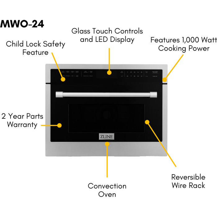 ZLINE 48 in. Gas Range, Range Hood and Microwave Oven Appliance Package 3KP-RGRH48-MO