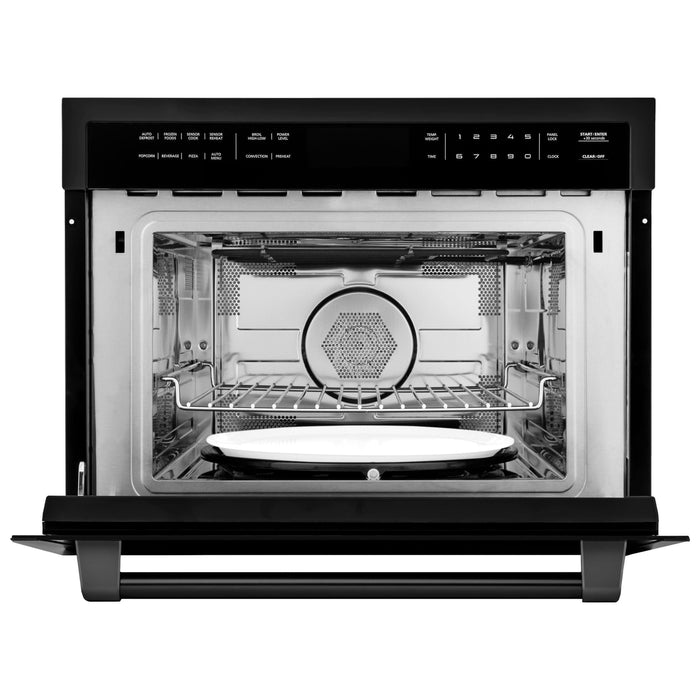 ZLINE 48 in. Gas Range, Range Hood and Microwave Oven in Black Appliance Package 3KP-RGBRH48-MO