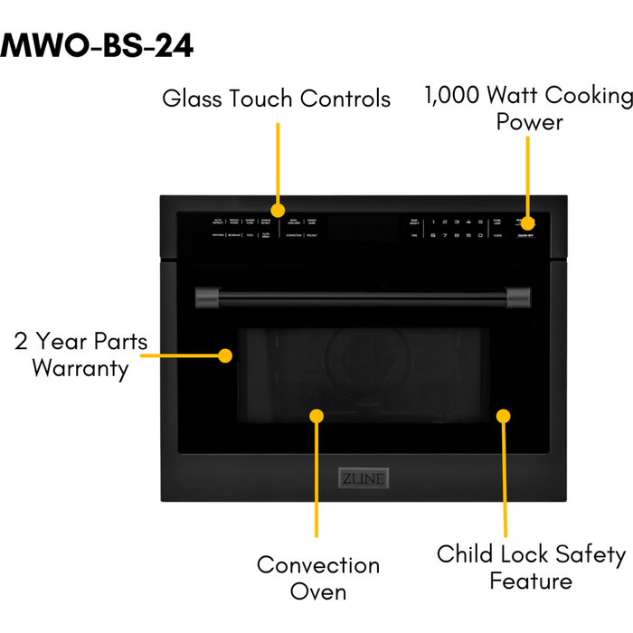 ZLINE 48 in. Gas Range, Range Hood and Microwave Oven in Black Appliance Package 3KP-RGBRH48-MO