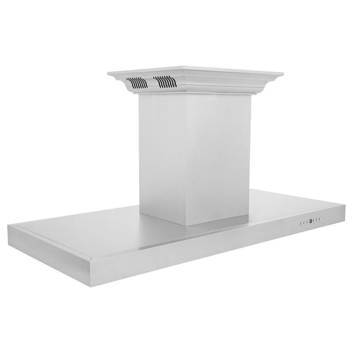 ZLINE 48 in. Island Mount Range Hood In Stainless Steel with Built-in CrownSound & Bluetooth Speakers KE2iCRN-BT-48