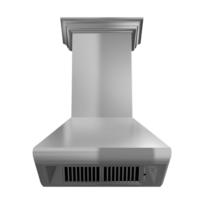 ZLINE 48 in. Professional Convertible Vent Wall Mount Range Hood In Stainless Steel with Crown Molding 587CRN-48