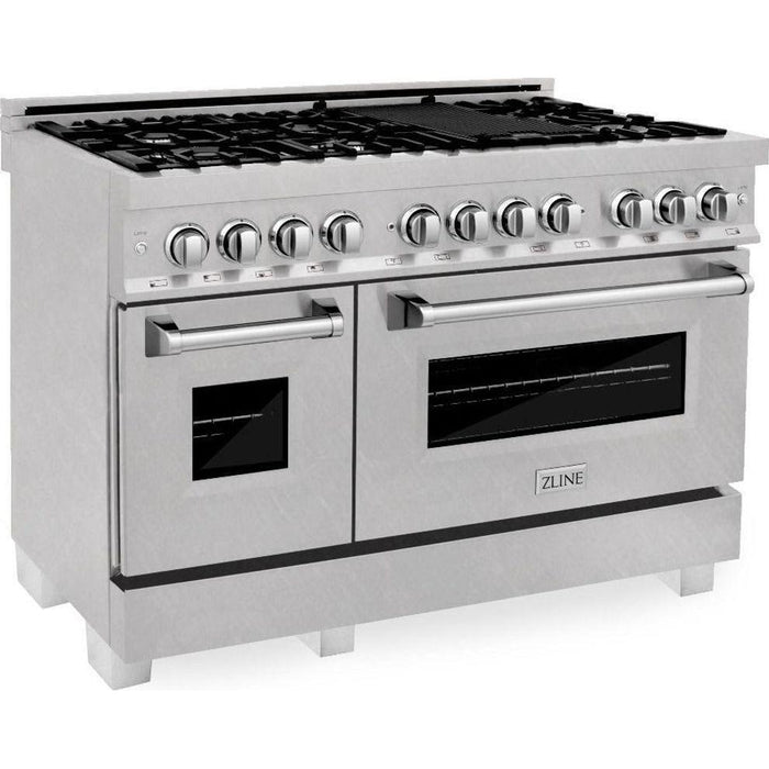 ZLINE 48 in. Professional Dual Fuel Range with Gas Burner and 6.0 cu.ft. Electric Oven In DuraSnow Stainless Steel RAS-SN-48