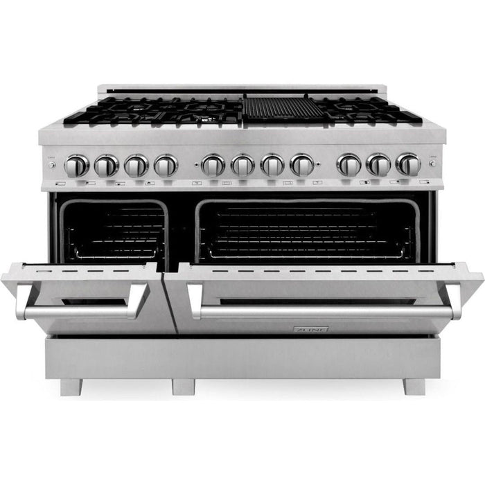 ZLINE 48 in. Professional Dual Fuel Range with Gas Burner and 6.0 cu.ft. Electric Oven In DuraSnow Stainless Steel RAS-SN-48