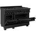 ZLINE 48 in. Professional Dual Fuel Range with Gas Burner and Electric Oven In Black Stainless with Brass Burners RAB-BR-48