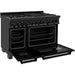 ZLINE 48 in. Professional Dual Fuel Range with Gas Burner and Electric Oven In Black Stainless with Brass Burners RAB-BR-48