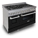 ZLINE 48 in. Professional Dual Fuel Range with Gas Burner and Electric Oven In DuraSnow Stainless Steel with Black Matte Door RAS-BLM-48