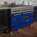 ZLINE 48 in. Professional Dual Fuel Range with Gas Burner and Electric Oven In DuraSnow Stainless Steel with Blue Gloss Door RAS-BG-48