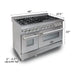 ZLINE 48 in. Professional Dual Fuel Range with Gas Burner and Electric Oven In DuraSnow Stainless with Red Matte Door RAS-RM-48