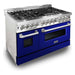 ZLINE 48 in. Professional Dual Fuel Range with Gas Burner and Electric Oven In Stainless Steel with Blue Gloss Door RA-BG-48