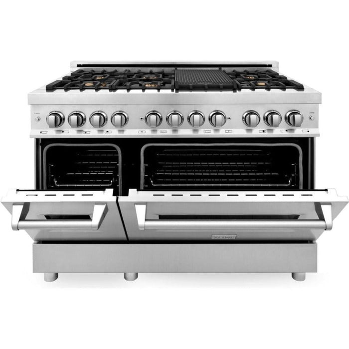 ZLINE 48 in. Professional Dual Fuel Range with Gas Burner and Electric Oven In Stainless Steel with Brass Burners RA-BR-48