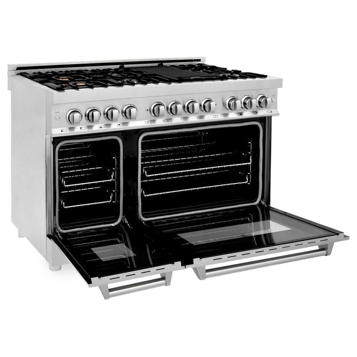 ZLINE 48 in. Professional Dual Fuel Range with Gas Burner and Electric Oven In Stainless Steel with Brass Burners RA-BR-48