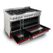 ZLINE 48 in. Professional Dual Fuel Range with Gas Burner and Electric Oven In Stainless Steel with Red Matte Door RA-RM-48