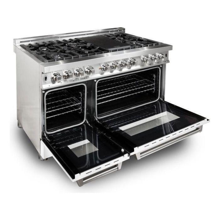 ZLINE 48 in. Professional Dual Fuel Range with Gas Burner and Electric Oven In Stainless Steel with White Matte Door RA-WM-48