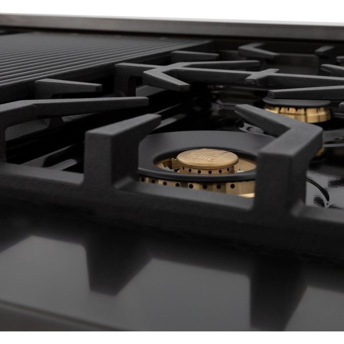 ZLINE 48 in. Professional Gas Burner/Gas Oven in Black Stainless with Brass Burners RGB-48