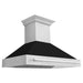 ZLINE 48 In. Stainless Steel Range Hood with Black Matte Shell and Stainless Steel Handle, 8654STX-BLM-48