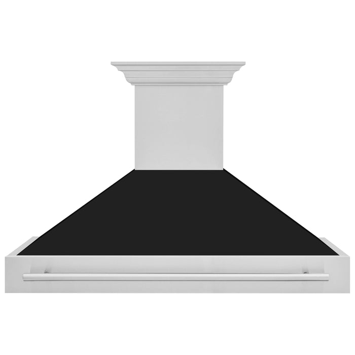 ZLINE 48 In. Stainless Steel Range Hood with Black Matte Shell and Stainless Steel Handle, 8654STX-BLM-48