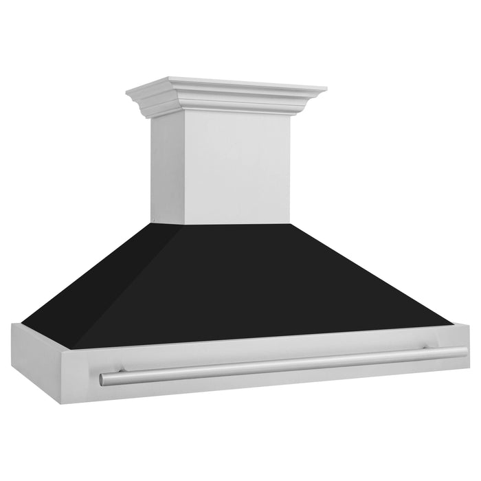 ZLINE 48 In. Stainless Steel Range Hood with Black Matte Shell and Stainless Steel Handle, 8654STX-BLM-48