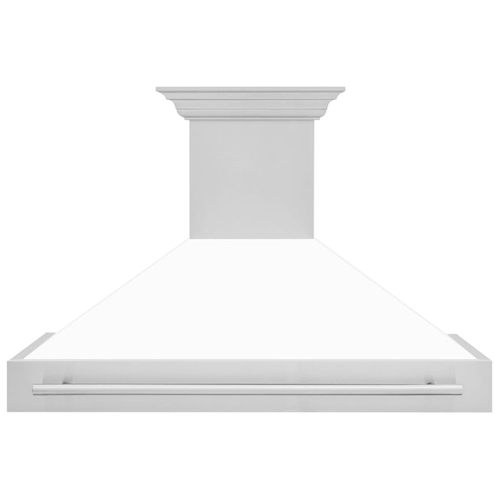 ZLINE 48 In. Stainless Steel Range Hood with White Matte Shell, 8654STX-WM-48