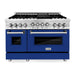 ZLINE 48 Inch 6.0 cu. ft. Range with Gas Stove and Gas Oven In Stainless Steel and Blue Gloss Door RG-BG-48