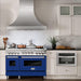 ZLINE 48 Inch 6.0 cu. ft. Range with Gas Stove and Gas Oven In Stainless Steel and Blue Gloss Door RG-BG-48