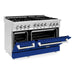 ZLINE 48 Inch 6.0 cu. ft. Range with Gas Stove and Gas Oven In Stainless Steel and Blue Gloss Door RG-BG-48